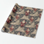 Vintage-Weihnachtsmann Geschenkpapier (Ungerollt)
