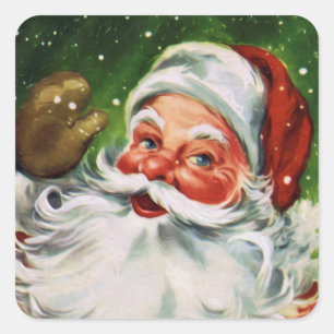 Vintage-Weihnachtsmann-Gesicht 1 Quadratischer Aufkleber