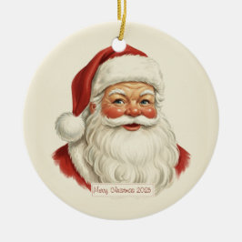 Vintage-Weihnachtsmann-Gesicht-Illustration Weihna Keramik Ornament