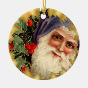 Vintage-Weihnachtsmann-Gesicht Keramik-Weihnachtsb Keramik Ornament