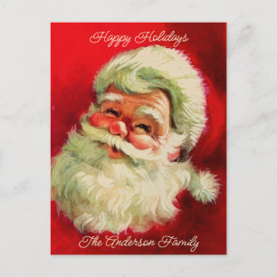 Vintage-Weihnachtsmann-Gesicht Personalisiert Cust Feiertagspostkarte