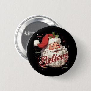 Vintage Weihnachtsmann Glaube Weihnachten  Button