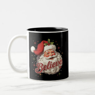 Vintage Weihnachtsmann Glaube Weihnachten Zweifarbige Tasse