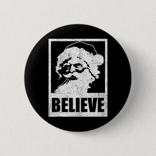 Vintage Weihnachtsmann glaubt Retro Weihnachten im Button