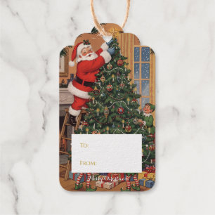 Vintage-Weihnachtsmann-Goldfolie-Geschenkanhänger Geschenkanhänger