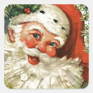 Vintage-Weihnachtsmann-Grunge Quadratischer Aufkleber