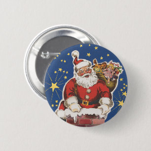 Vintage Weihnachtsmann, Heiliger Abend Button