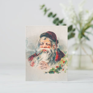 Vintage-Weihnachtsmann-Illustration Feiertagspostkarte