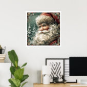 Vintage-Weihnachtsmann-Illustration im nostalgisch Poster (Heimbüro)