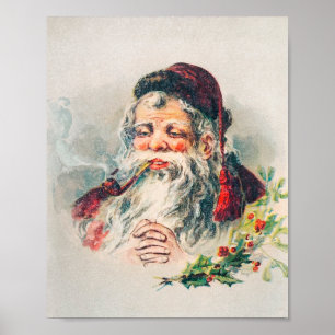 Vintage Weihnachtsmann-Illustration Urlaub Poster