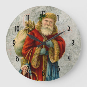 Vintage Weihnachtsmann im klassischen Stil Große Wanduhr