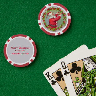 Vintage Weihnachtsmann im Kranz Ihr Weihnachtsgruß Pokerchips