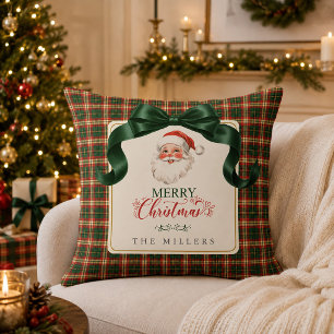 Vintage-Weihnachtsmann im preppy Karo-Design 'Froh Kissen