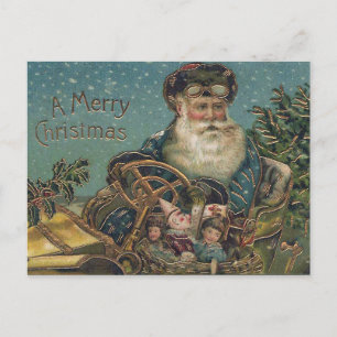 Vintage Weihnachtsmann im Roadster Feiertagspostkarte