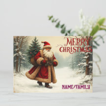 Vintage Weihnachtsmann im schneebedeckten Wald – W