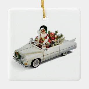 **VINTAGE WEIHNACHTSMANN** IM SCHUBKARREN! KERAMIKORNAMENT