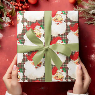 Vintage Weihnachtsmann Kariert Weihnachten Festlic Geschenkpapier