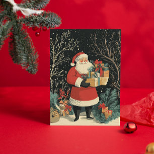 Vintage Weihnachtsmann Klassische Geschenke Weihna Feiertagskarte