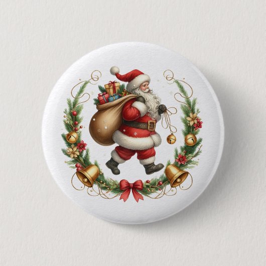 Vintage-Weihnachtsmann-Knopf Button (Vorderseite)