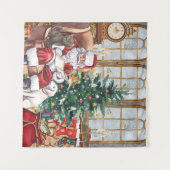 Vintage Weihnachtsmann Kuscheltier Weihnachts-Tier Wandteppich (Vorderseite (Horizontal))