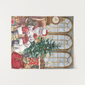 Vintage Weihnachtsmann Kuscheltier-Weihnachts-Tier Wandteppich (Vorderseite (Horizontal))