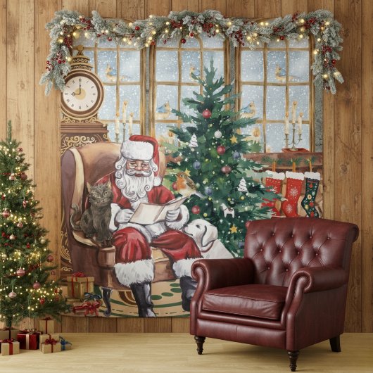 Vintage Weihnachtsmann Kuscheltier Weihnachts-Tier Wandteppich