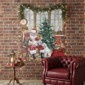 Vintage Weihnachtsmann Kuscheltier-Weihnachts-Tier Wandteppich