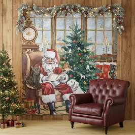 Vintage Weihnachtsmann Kuscheltiere Weihnachten Hi Wandteppich