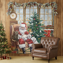 Vintage Weihnachtsmann Kuscheltiere Weihnachten Hi Wandteppich