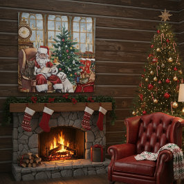 Vintage Weihnachtsmann Kuscheltiere Weihnachten Hi Wandteppich