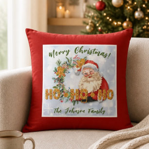 Vintage Weihnachtsmann & Lebkuchen Ho-Ho-Ho Person Kissen