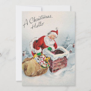 Vintage Weihnachtsmann liefert Weihnachtsgeschenke Feiertagskarte