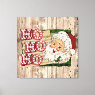 Vintage-Weihnachtsmann-Marquise-Lichter Ho Ho Ho Leinwanddruck