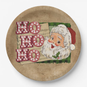 Vintage-Weihnachtsmann-Marquise-Lichter Ho Ho Ho Pappteller
