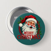 Vintage-Weihnachtsmann-Merry-Christmas-Illustratio Button (Vorne & Hinten)