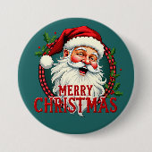 Vintage-Weihnachtsmann-Merry-Christmas-Illustratio Button (Vorderseite)