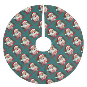 Vintage-Weihnachtsmann-Merry-Christmas-Illustratio Polyester Weihnachtsbaumdecke