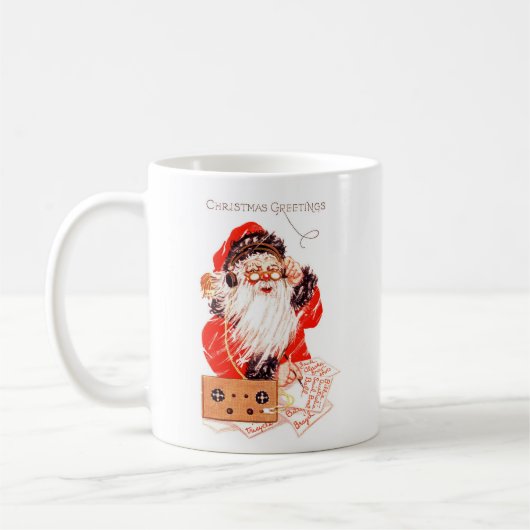 Vintage Weihnachtsmann mit Amateurfunk Kaffeetasse (Links)