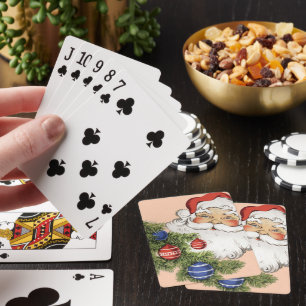 Vintage-Weihnachtsmann mit Baumschmuck Spielkarten