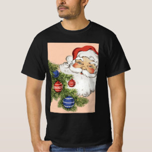 Vintage-Weihnachtsmann mit Baumschmuck T-Shirt