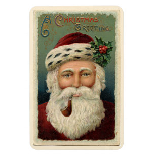Vintage Weihnachtsmann mit einer Pfeife Weihnachte Magnet