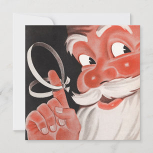 Vintage Weihnachtsmann mit Erinnerungsschnur am Fi Feiertagskarte