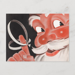 Vintage Weihnachtsmann mit Erinnerungsschnur am Fi Feiertagspostkarte