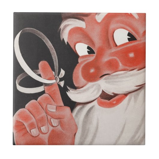 Vintage Weihnachtsmann mit Erinnerungsschnur am Fi Fliese (Vorderseite)