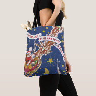 Vintage-Weihnachtsmann mit fliegenden Rentieren Tasche