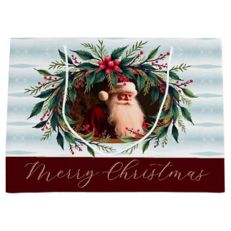 Vintage-Weihnachtsmann mit Grünzeug Große Geschenktüte