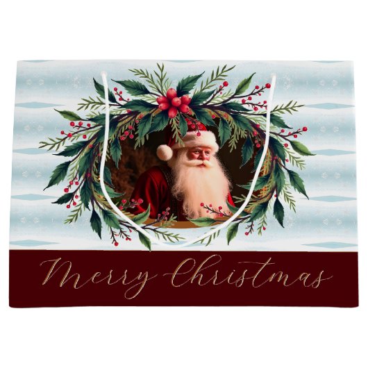 Vintage-Weihnachtsmann mit Grünzeug Große Geschenktüte (Vorderseite)