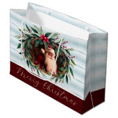Vintage-Weihnachtsmann mit Grünzeug Große Geschenktüte (Vorderseite Schrägansicht)