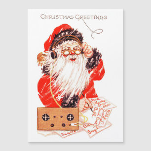 Vintage Weihnachtsmann mit Ham-Radio-Weihnachtskar Magnetkarte