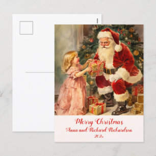 Vintage-Weihnachtsmann-mit-Kind-Weihnachtspostkart Feiertagspostkarte